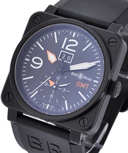 Aviation BR 03-51 GMT Carbon Steel on Canvas Strap with Black Dial