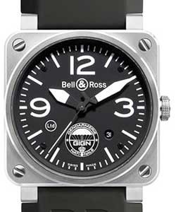 Aviation BR 03-92 GIGN Steel on Rubber Strap with Black Dial