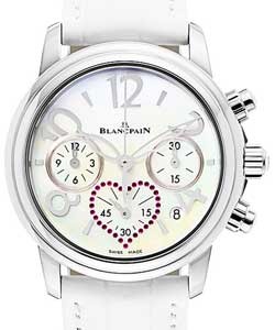 Blancpain Women Saint-Valentin in Steel on White Alligator Leather Strap with Mother of Pearl Dial