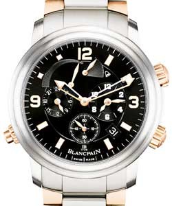 Blancpain Leman GMT Alarm Automatic in 2-Tone On 2-Tone Bracelet with Black DIal - Gold Subdials