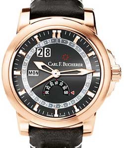 Patravi Calendar Rose Gold on Leather Strap with Black Dial