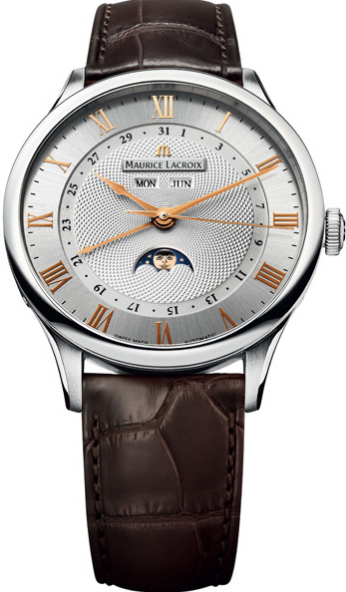 Masterpiece Tradition Phases de Lune Steel on Leather Strap with Silver Guilloche Dial