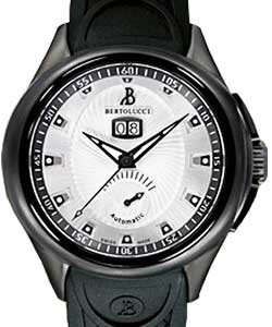 Forza in Black PVD Steel On Black Rubber Strap with White Silvered Opaline Dial