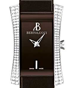 Voglia Swiss Quartz in Steel with Diamond Bezel on Chocolate Varnished Calfskin Leather with Chocolate Dial