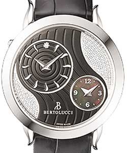 Volta Round Swiss Quartz in Steel   On Black Alligator Strap with Black opaline Wave Dial