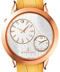 Volta in Roe Gold   on Ocher Alligator Strap with White Opaline Wave Diamond Dial
