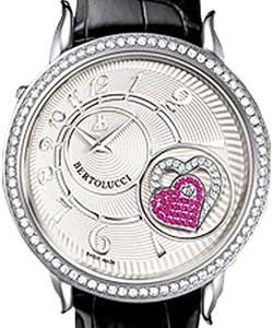 Volta II Swiss Quartz in Steel with Diamond Bezel on Black Alligator Strap with White Silvered Opaline Dial