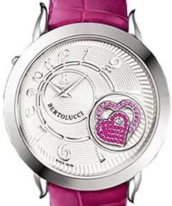 Volta II Swiss Quartz in Steel on Fuschia Alligator Strap with White Silvered Opaline Dial