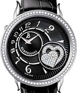 Volta II Swiss Quartz in Steel with Diamond Bezel on Black Alligator Strap with Black Opaline Diamond Dial
