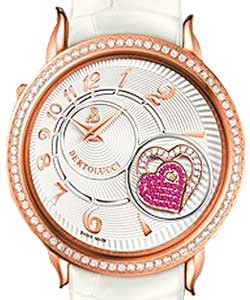 Volta II Swiss Quartz in Rose Gold with Sapphire Diamond Bezel on White Alligator Strap with White Silvered Opaline Dial