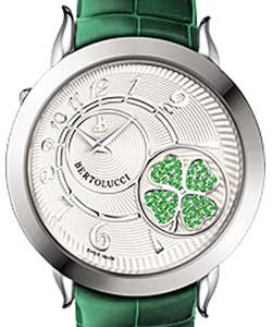 Volta II Swiss Quartz in Steel  with Tsavorite Gemstone on Green Alligator Strap with White Silvered Opaline Dial