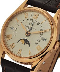 5050R Perpetual Calendar   Rose Gold on Strap with Silver Roman Dial