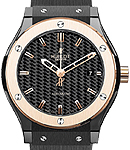 Classic Fusion King 42mm in Ceramic with Rose Gold Bezel on Black Rubber Strap with Black Carbon Fiber Dial