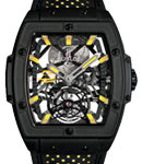 Masterpiece MP 06 Senna in Black PVD Titanium - Limited Edition of 41pcs On Black and Yellow Leather Strap - Black Skeleton Dial - Yellow Accents