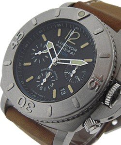 PAM 187 - Submersible Chrono 1000m in Steel on Brown Leather Strap with Black Dial - Limited to 1000 pcs