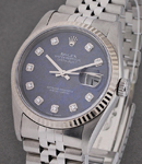 Datejust 36mm with White Gold Fluted Bezel on Jubilee Bracelet with Blue Sodalite Diamond Dial