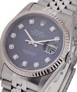 Datejust 36mm with White Gold Fluted Bezel on Jubilee Bracelet with Blue Sodalite Diamond Dial