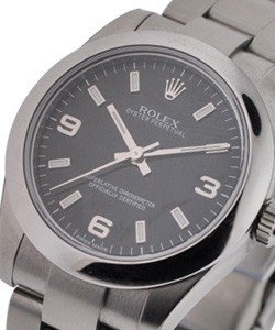 Mid Size Oyster Perpetual - Steel - Domed Bezel on Oyster Bezel with Black Arabic Dial