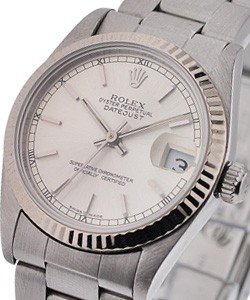Steel Mid Size Datejust 78274 with Oyster Bracelet Fluted Bezel - Silver Stick Dial