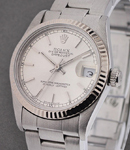 Steel Mid Size Datejust 78274 with Oyster Bracelet Fluted Bezel - Silver Stick Dial