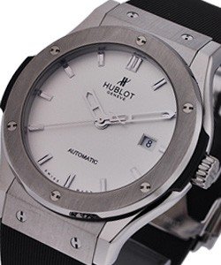  Classic Fusion 42mm in Titanium on Black Rubber Strap with Opaline White Dial