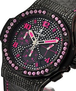 Big Bang Black Fluo Pink in Black PVD Steel -LE 250pcs. 41mm with Pink Sapphire Bezel and Diamond Dial
