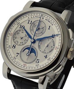 1815 Rattrapante Perpetual Calendar in Platinum On Black Crocodile Leather Strap with Solid Silver Argente Dial