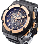 King Power Unico in Black Ceramic with Rose Gold Bezel on Black Rubber Strap with Skeleton Dial