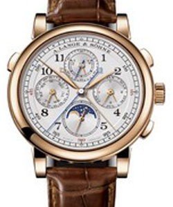 1815 Rattrapante Perpetual Calendar in Rose Gold On Brown Alligator Strap with Solid Silver Dial