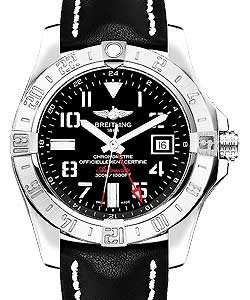 Avenger II GMT in Steel On Black Calfskin Leather Strap with Black Dial