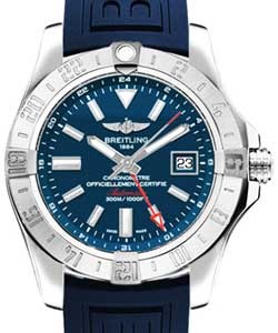 Avenger II GMT 43mm in Steel On Blue Rubber Strap with Blue Dial