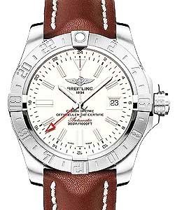 Avenger II GMT Men's Automatic in Steel On Brown Leather Strap with Silver Dial