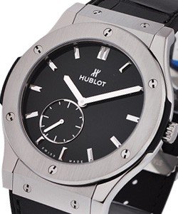 Classic Fusion 45mm Ultra Thin in Titanium on Black Crocodile Leather Strap with Black Dial