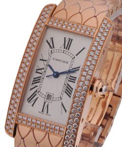 Tank Americaine with New Style Bracelet Rose Gold - Diamond Bezel