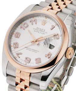 Datejust 36mm in Steel with Rose Gold Domed Bezel on Steel and RG Jubilee Bracelet with Silver Concentric Arabic Dial