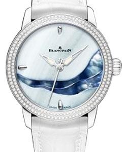 Riviere 34mm Automatic in Steel with Diamond Bezel On White Crocodile Strap with Fresh Water MOP Dial