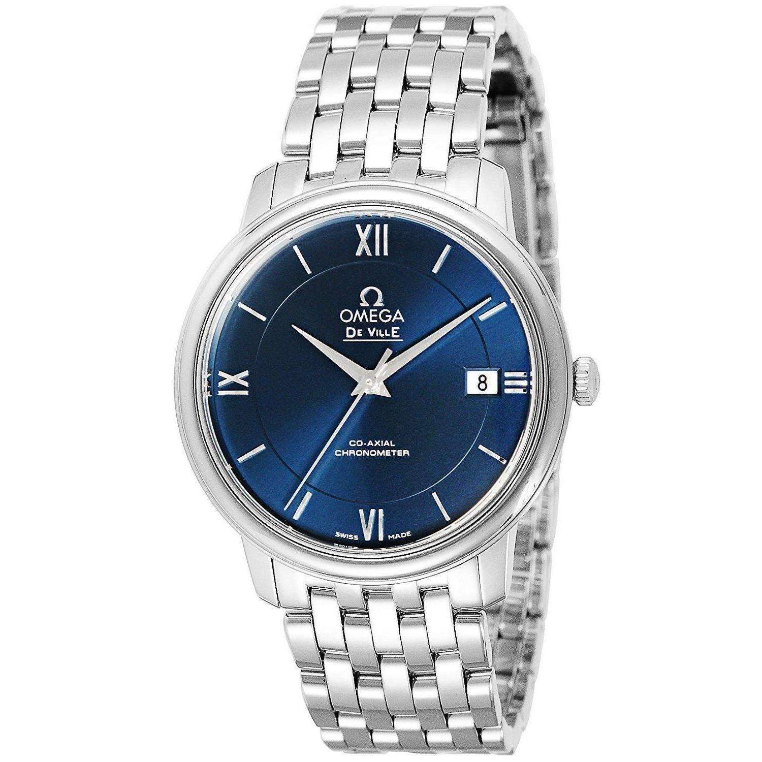 De Ville Prestige Co Axial in Steel On Steel bracelet with Blue Roman Dial