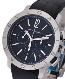 Bvlgari-Bvlgari 41mm Chronograph Steel on Strap with Black Dial