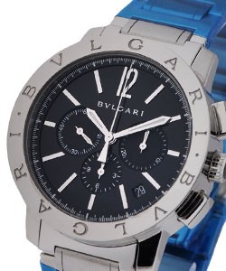 Bvlgari-Bvlgari 41mm Chronograph Steel on Bracelet with Black Dial