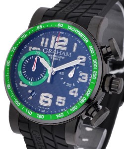 Silverstone Stowe Racing with Green Accent Black Steel PVD on Black Rubber Strap with Black Dial