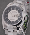 Datejust 36mm in Steel with Smooth Bezel on Oyster Bracelet with Black and Silver Dial