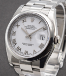 Datejust 36mm New Style in Steel with Domed Bezel on Oyster Bracelet with White Roman Dial