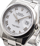Datejust 36mm New Style in Steel with Domed Bezel on Oyster Bracelet with White Roman Dial