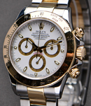 Cosmograph Daytona 2-Tone - Bezel Engraved on Oyster Bracelet with White Dial