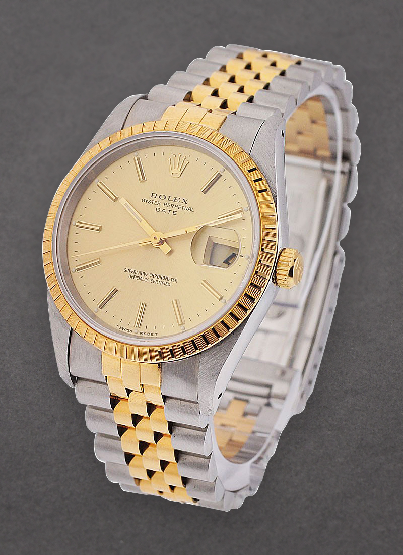 Pre-Owned Rolex 2-Tone Date 34mm with Yellow Gold Fluted Bezel