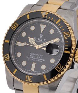 Submariner 2-Tone with Ceramic Bezel Ref 116613 on Oyster Bracelet with Black Dial