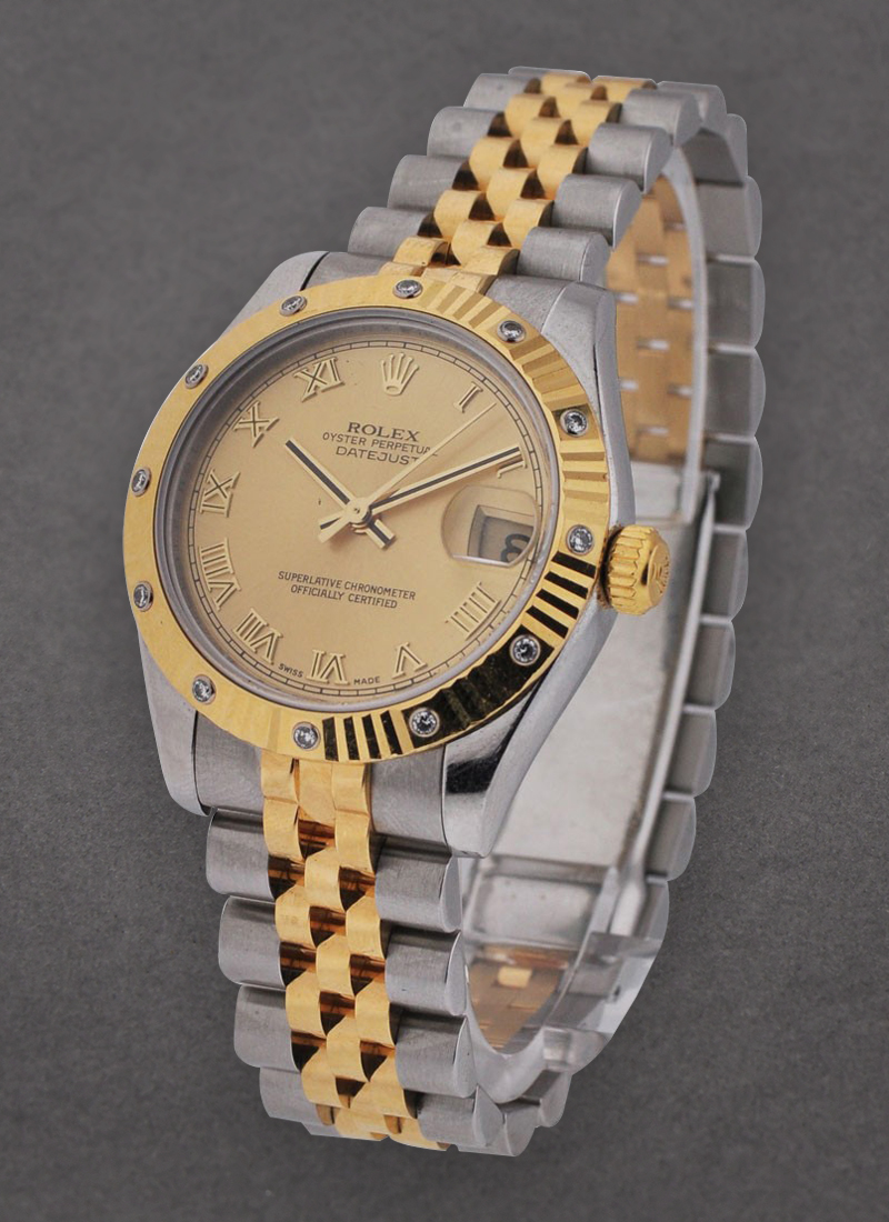 Pre-Owned Rolex Datejust 31mm in Steel and Yellow Gold Fluted & Diamond Bezel