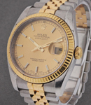 Datejust 36mm in Steel with Yellow Gold Fluted Bezel on Steel and Yellow Gold Jubilee Bracelet with Champagne Stick DIal