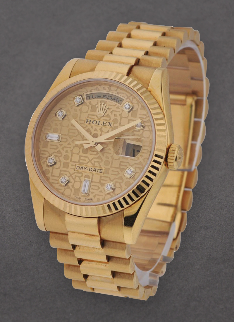 Pre-Owned Rolex President Day-Date in Yellow Gold with Fluted Bezel