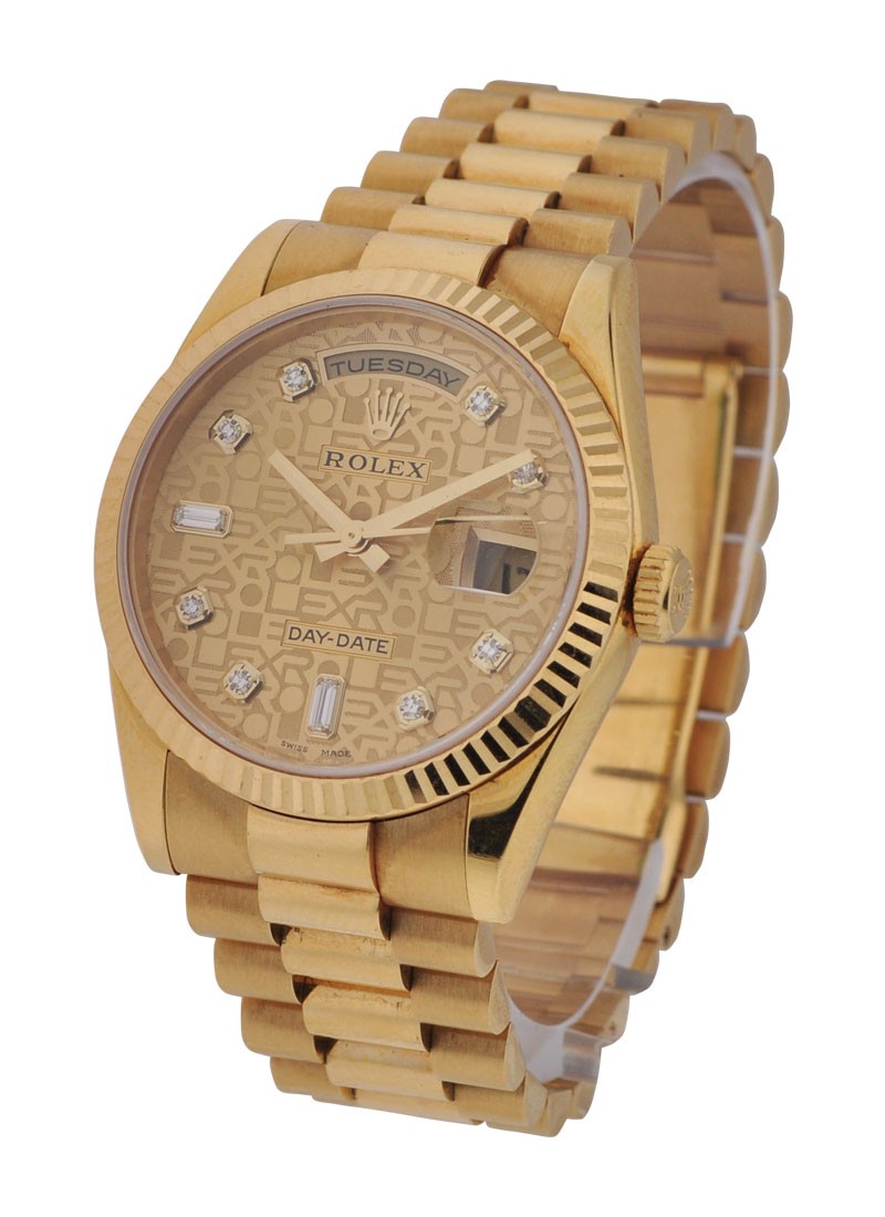 Pre-Owned Rolex President Day-Date in Yellow Gold with Fluted Bezel